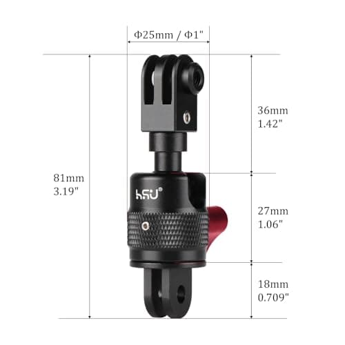 HSU 360 Degree Adjustable Adapter Ball Head GoPro Mount for Action Cameras — view 6