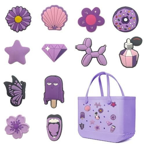 Yonuni 12-Pack Charms for Bogg Bag, Rubber Beach Decor, Standard, Polyvinyl Chloride, No Gemstone