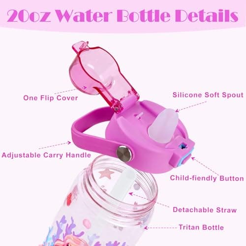 Queenshin Mermaid Water Bottle with Straw for Adult Women 20oz Leak Proof — view 3
