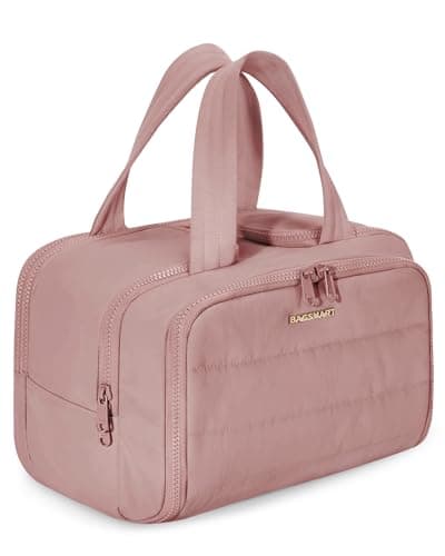 BAGSMART Large Travel Toiletry Makeup Bag, Upright Storage, Brush Pocket