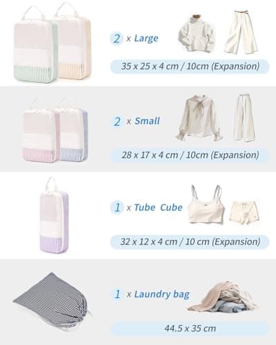 Narwey 6 Set Compression Packing Cubes for Suitcases, Travel Storage Bags — view 3