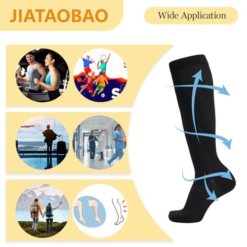 JIATAOBAO Compression Socks for Men & Women 20-30 mmHg Medical Grade – Graduated Support for Running, Travel, Nursing & Pregnancy Boost Circulation, Reduce Swelling, Anti-Slip Design (black, L/XL) — view 5