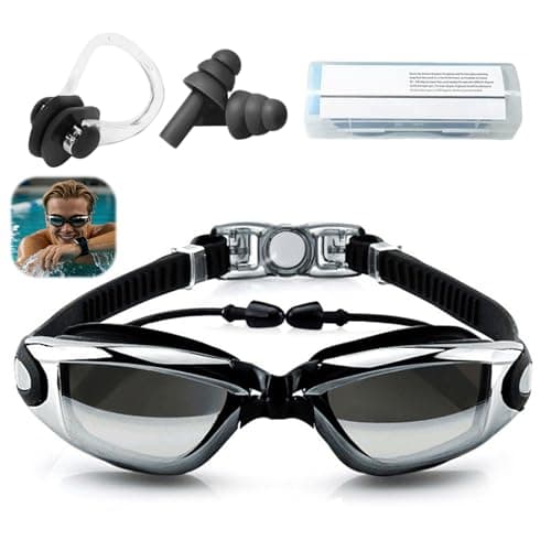 KUIZHEN Swimming Goggles, Swim Goggles Attached Ear Plugs