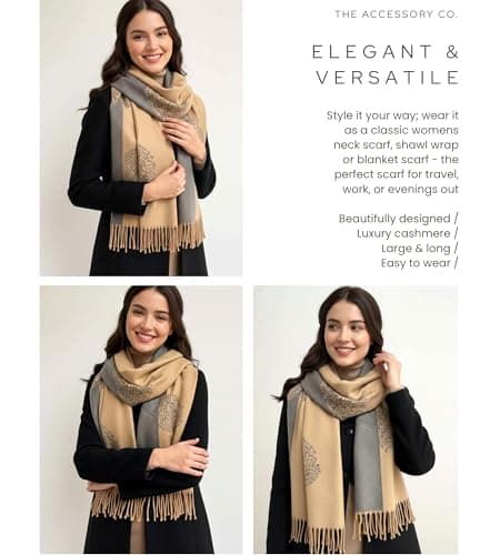 The Accessory Co. Cashmere Tree Life Blanket Scarf - Reversible Scarf Women Pashmina Shawl, Winter Scarfs Women, Large Wrap, Warm, Tree of Life Print Ladies Scarves Long Wraps, Womens Gifts — view 3