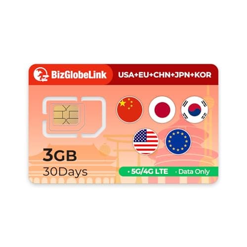 EIOTCLUB Global Travel SIM Card, 3GB Data for 30 Days, 33 European Countries, USA, China, Korea, Japan, Rechargeable Data Only, No Calling or Texting, Plug and Play