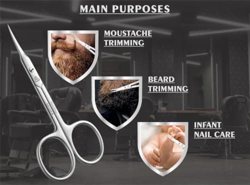 SILLVER Cuticle Scissors Extra Fine Curved, Super Slim Small Scissors with Precise Pointed Tip, Beard, Eyelash, Mustache, Dry Skin - Manicure Scissors — view 3