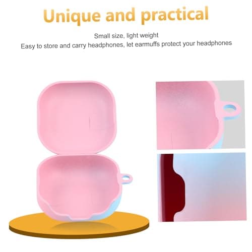 WATIIFUFU Protective Earphone Case for Wireless Earbuds Live, Gradient Hard Shell Cover, Anti-lost Earbud Sleeve with Matte Pink-teal Finish, Sturdy Plastic Headphone Storage for Travel — view 3