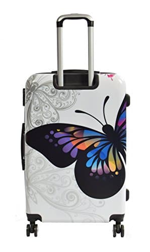 House Of Leather Butterfly Print Hard Shell Four Wheel Expandable Luggage Multicolour Suitcase Large Size — view 2
