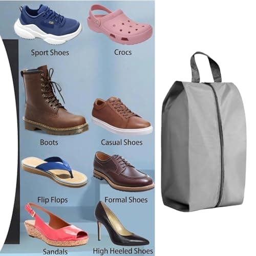 YUNYU 4 Pack Waterproof Shoe Bags for Travel & Storage - Heavy-Duty Oxford Fabric Shoe Organiser with Zipper, 39x19x15cm Grey (Dust-Proof, Reusable) — view 4