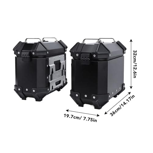 Tissting 18L Motorcycle Side Case - Heavy Duty Aluminum Pannier Hard Saddlebag with Security Lock for Touring Luggage Storage (Black) — view 2