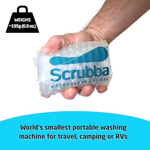 Scrubba WATERCLEAR Wash Bag Portable Washing Machine - Lightweight Manual Washer with New Wide Water Inlet for Easy Rinsing - Travel Essentials for Camping, Hotels, Laundry & Baby Clothes, Gift - 195g — view 2