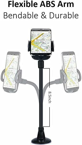 Rheme Phone Mount for Car, Flexible Long Arm Car Mount [Strong Suction Anti-Shake Stabilizer] Cell Phone Holder for Car Windshield, Compatible with iPhone, All Smartphone — view 6