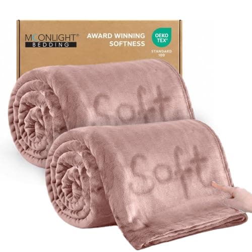 MOONLIGHT20015 Silk Touch Warm 2 Pack Fleece Blankets - 400 GSM Throws for Sofa Fluffy Blanket Bed Throw for Bedroom, Couch, Travel, Kids, Bedroom Accessories Pink, Throw/Single (130 X 150CM)