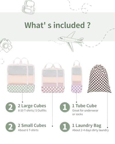Narwey Packing Cubes for Suitcases, 6 Set Packing Bags for Travel Luggage — view 5