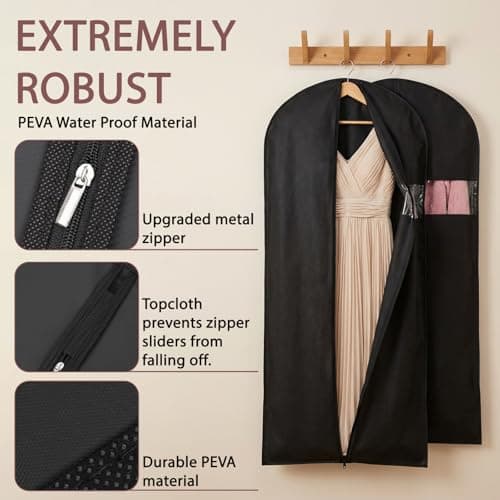 YANJINGSHE Suit Bag, Oxford Garment Bag 60-165cm, 2 Pack Black — view 2