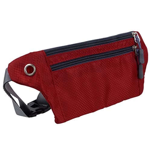 Red X Unisex Slim Discreet Security Waist Money Belt/Pouch (Red)