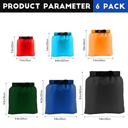 CNMTCCO Waterproof Dry Bag Set 6 Pcs,Lightweight Drybag Canoe Bags with 1.5L, 2.5L, 3L, 3.5L, 5L, 8L Waterproof Bag for Kayaking Rafting Boating Hiking Camping Travel Backpacking — view 2