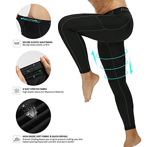 Runhit Men's Running Leggings Gym Compression Pants Men Sports Tights Thermal Base Layer Trousers for Cycling Football Golf Yoga — view 4