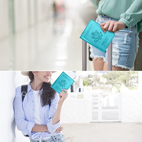 Eoehro Unisex Adult Passport and Vaccine Card Holder Combo, Simplicity, Ak-turquoise, Faux Leather, Waterproof, Lightweight, Compact — view 5