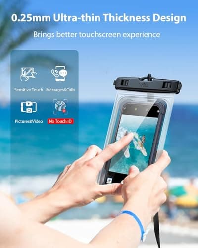 YOSH Waterproof Phone Pouch for Big Phones with Case On, Clear & Pink, 8.5" — view 4