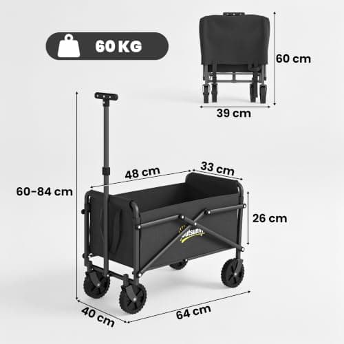 Outsunny 62L Festival Trolley on Wheels Heavy Duty Collapsible 60kg Black — view 3