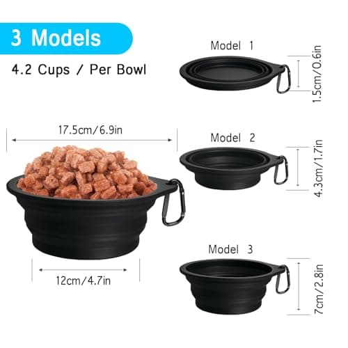 PetBonus 2-Pack Collapsible Dog Bowls, Portable Travel Dog Water Food Bowls — view 3