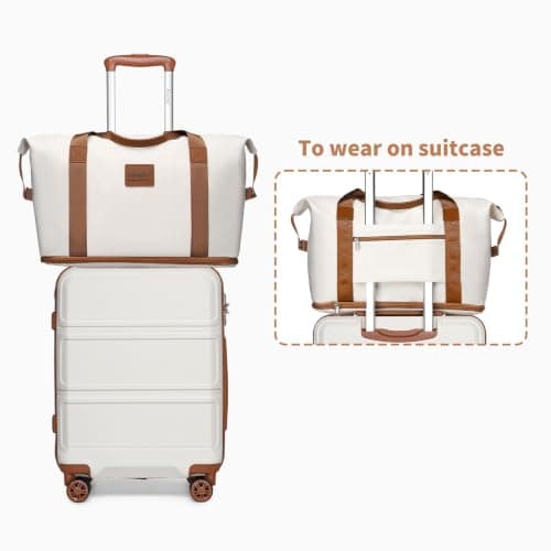 Kono 4 Piece Luggage Set ABS+PC Hard Shell Carry-On Cabin Suitcase White — view 5