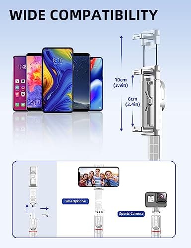 Phone Tripod & Selfie Stick, 41'' Tripod for iphone with Detachable Remote Portable Smartphone Tripods Stand Extendable Travel Selfie Stick for Selfie/Video Recording/Live Stream (White) — view 4