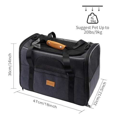 Morpilot Cat Carrier Airline Approved Pet Carrier up to 9kg Portable Dog Hand Bag Breathable Small Travel Cage with Adjustable Shoulder Strap and Collapsible Bowl — view 3