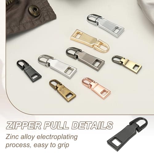 sourcing map 2Pcs Zipper Pull Replacement, Detachable Metal Zipper Handle Mend Fixer Tab Repair for Luggage Suitcase Backpack Jacket Bags Boots Coat Handbags, Gold — view 3
