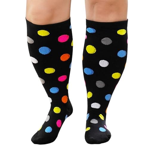 Plus Size Compression Sock For Men: Women Graduated Compression Stockings for Support Flight Travel Running Pregnancy Sports Edema Nurses Seniors Athletic Socks 20-30 mmHg Black 4XL 1Pairs