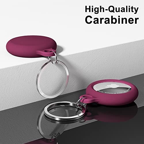 Oakxco for Airtag Keychain Silicone, Airtag Holder with Key Ring, Air Tag Cover Cute Accessories for Kids, Luggage, Car Dog Collar, Car, Compatible with Apple Airtag Case Waterproof, Burgundy Wine — view 4