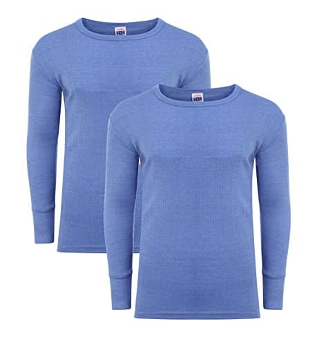 Heatwave® Pack of 2 Men's Thermal Long Sleeve Top, Warm Underwear Baselayer, S M L XL XXL Thermals, Large Blue
