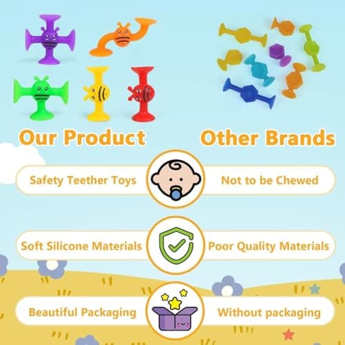KAHEIGN 76Pcs Sucker Toys for Kids, 8 Tyles Suction Cup Kids Bath Window Building Toys Montessori Sensory Stress Release for Boys Girls Travel Birthday Christmas Children's Day Gifts — view 3