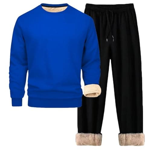 Women's Oversized Fleece Tracksuit for Cold Weather, Cozy Hoodie and Joggers Set with Soft Brushed Interior, Casual Loungewear for Daily Wear (Blue, XL)