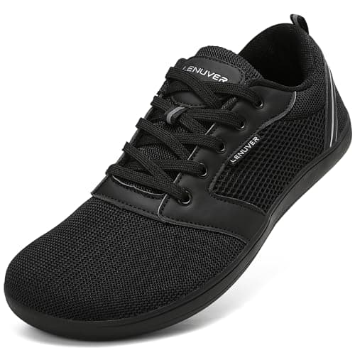 gitzing Barefoot Shoes for Womens Mens Wide Outdoor Trail Minimalist Running Trainers Walking Shoes Lightweight and Breathable Sneakers Unisex-Classic Black 8 UK(42 EU)