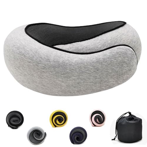 Adjustable Travel Neck Pillow Made of Memory Foam Cotton Neck Support Pillow, Foldable U-shaped Snap Neck Pillow, Practical Ergonomic Travel Pillow,light gray