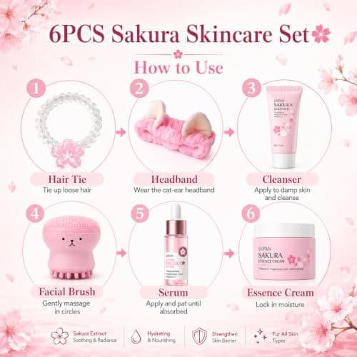 Sakura Skincare Set for Teens, Cleanser, Serum & Face Moisturiser — view 4