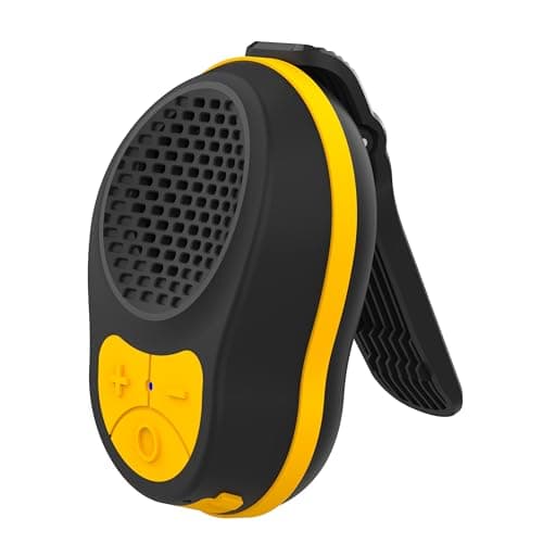 SOFAMIRI Wearable Bluetooth Speaker Clip On, Mini Portable Wireless Speaker with Mic, IPX5 Waterproof, All Day Playtime, Lightweight Small Speaker for Workout Running Sports Travel (Black+Orange)