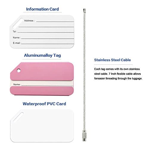 Aluminum Luggage Tag for Luggage Baggage Travel Identifier By Ovener (Pink 2 Pcs) — view 3