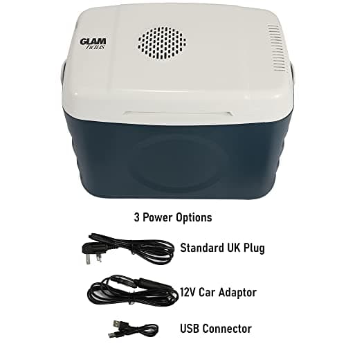 GlamHaus Electric Cooler Box, Large 22L or 30L Cool Box - Use Warm Or Cold, Eco Mode, Portable & Food Safe Insulated, DC 12V, AC 220V Or USB Adaptor - Picnics, Beach, Camping, Car (BLUE 30L) — view 2