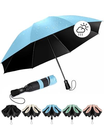 Chakipee Umbrella Windproof Strong Compact Umbrellas - Automatic Umbrella for Women and Men, Portable Folding UV Umbrellas for Travel - Fits Car & Backpack for Sun, Wind and Rain