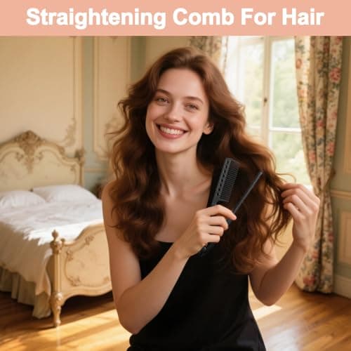 Heat-resistant V Hair Styling Comb, 2 Pieces V Shaped Hair Straightening Comb For Flat Iron, Hairdressing Grooming Combs, Professional Brush Supplies For Home Travel Dating Holiday Road Trip — view 3
