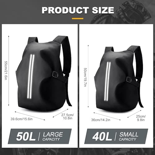 WEPLAN Helmet Backpack Mens Womens Motorcycle Backpack Motorbike Helmet Bag Waterproof Motorcycle Rucksack Backpacks for Men Women Travel Backpacks,Black L — view 2