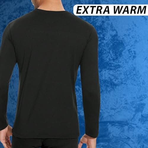 Molten Creek® Men's Thermal Underwear Set, Extra Warm Thermal, Top Bottom Long Johns Set, Vests & Trousers for Winter, Soft & Breathable (Black- Full Sleeve Set, S) — view 3