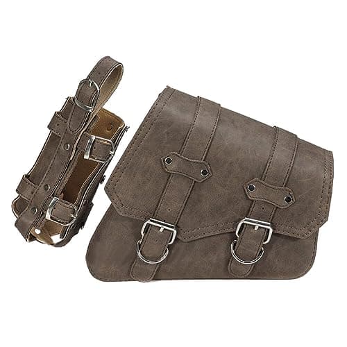 Motorcycle Solo Saddle Bag and Pannier Storage with Drink Bottle Holder PU Leather Waterproof Solo Swing Arm Bag Motorbike Luggage Bag Left Side Bag, Black — view 3