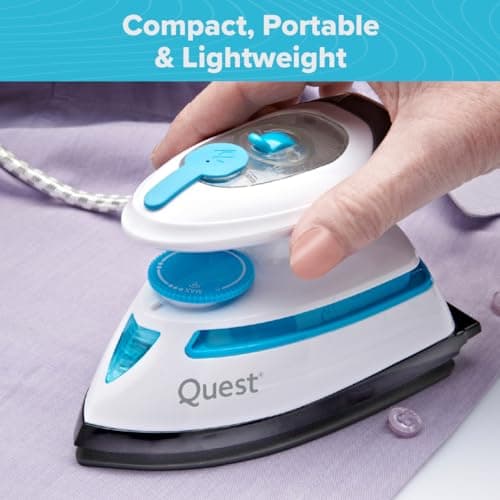 Quest Mini Travel Iron/Steam Travel Iron with Temperature Control/Non-Stick Soleplate / 30ml Water Tank/Measuring Cup Included / 408W Power — view 5