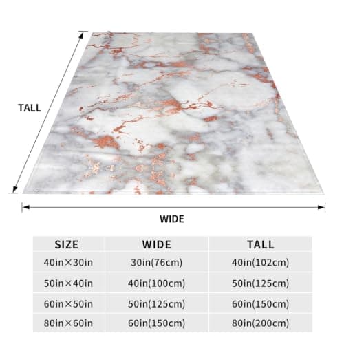 Alliya Rose Gold Marble Multi Size Ultra Soft Flannel Blanket (Vertical Style) Home Rest Office Nap — view 5