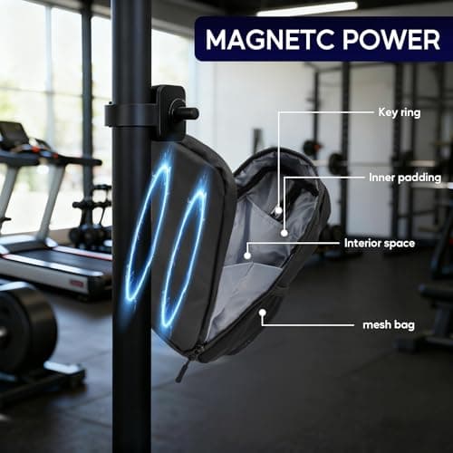 Magnetic Gym Bag Water Bottle Holder Carrier with Strap & Phone Pockets — view 2