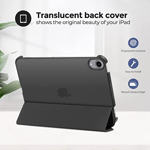 ProCase Smart Case for iPad Mini 7 (A17 Pro 2024)/ Mini 6 2021 8.3 Inch, Hard Back Cover for iPad Mini 7th/6th Generation A2995/A2996/A2993/A2567/A2568/A2569 -Black — view 3